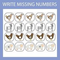 Write the missing numbers in the correct order vector