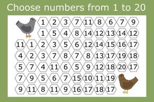 Connect the numbers from 1 to 20 in the correct order and go through the maze vector