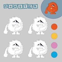 Coloring book of a colorful monsters.  Educational creative games for preschool children vector