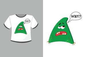 camiseta blanca brillante con un estampado de monstruo verde sobre un fondo liso vector