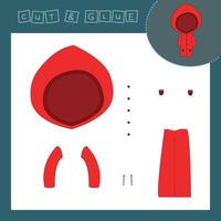 Children's paper puzzle with a raincoat. Baby education cut and paste applique for preschool age. vector