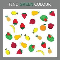encontrar frutas y bayas de color verde vector
