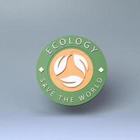 Icon on the theme of ECO. ECO friendly concept. 3d render illustration. photo