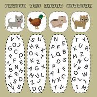 find the first letter of the name animals and connect. vector