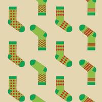 Pattern of vector colorful socks on a gray background