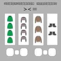 Count the number of  clothes and compare. Educational math game for children. vector