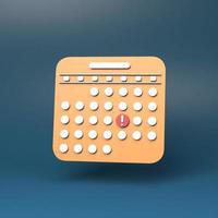 Calendar icon. 3d render illustration. photo