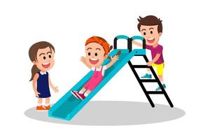 illustration of children who were playing the slide together vector