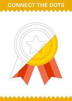 Connect the dots Award Medal. Worksheet for kids vector