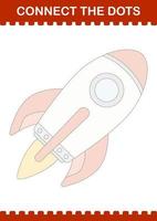 Connect the dots Rocket. Worksheet for kids vector