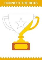 Connect the dots Trophy. Worksheet for kids vector