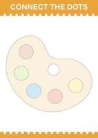 Connect the dots Art Palette. Worksheet for kids vector