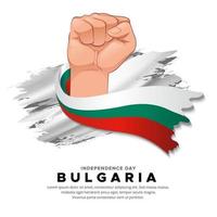 Bulgaria Independence Day design with hand holding flag. Bulgaria wavy flag vector