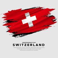 diseño moderno y sorprendente del día de la independencia de suiza con vector de bandera ondulada