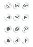 Ilustración de vector de icono de botón de medios sociales modernos. botones web y móvil