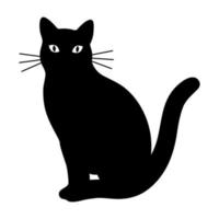 silueta de gato negro sobre fondo blanco vector