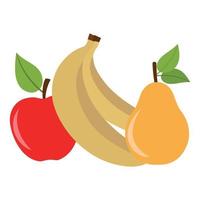 ilustración de una manzana, pera y plátanos vector