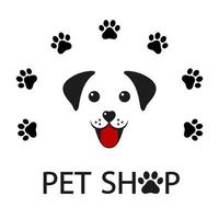 Pet shop logo design template with cute dog