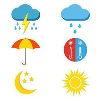 Illustration set of weather forecast icons on white background vector