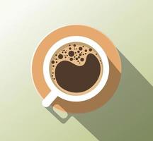 taza de café burbujas marrones ilustración mínima desayuno por la mañana bebida caliente sombra realista vector
