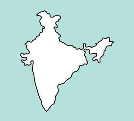 India Country Outline Map Asia Minimal Illustration World Nation Geographic Drawing