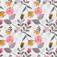 flowers design in vintage color seamless pattern. vector