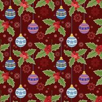 Christmas plant and Christmas ball on red background vector