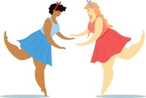Allyship Women Concept. Multicultural Female Friendship. Allyship Community. Cute Young Women Holding Hands vector