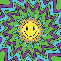 Trippy Acid Rave Smile. Vector Cool Positive Smile Poster. Psychedelic Background with Trippy Smile Vibes y2k