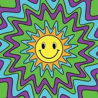 Trippy Acid Rave Smile. Vector Cool Positive Smile Poster. Psychedelic Background with Trippy Smile Vibes y2k