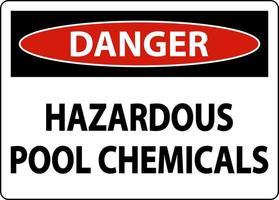 Peligro productos químicos peligrosos para piscinas sobre fondo blanco. vector