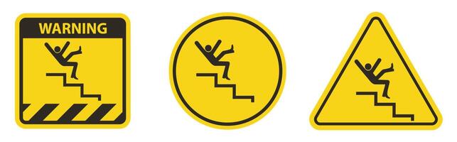 Premium Vector  Sign warning use handrail when going up and down stairs do  not jump steps risk of falling