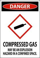 Danger Compressed Gas GHS Sign On White Background vector