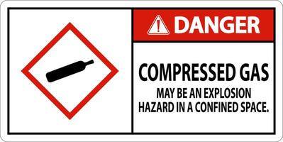 Danger Compressed Gas GHS Sign On White Background vector