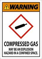 signo de advertencia de gas comprimido ghs sobre fondo blanco vector