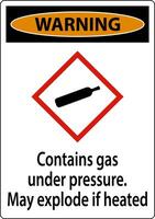 Warning Contains Gas Under Pressure GHS Sign On White Background vector