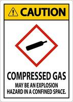 Caution Compressed Gas GHS Sign On White Background vector