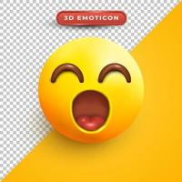 emoji 3d con los ojos cerrados y la boca abierta vector