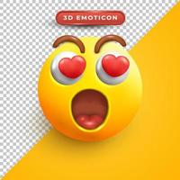 emoji 3d con expresión sorprendida y enamorada vector