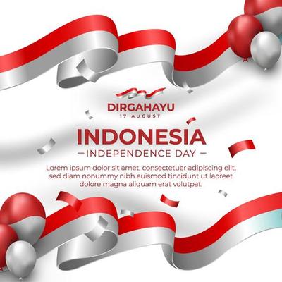 Indonesian Independence Day Social Media Flyer with Red and White Ornaments