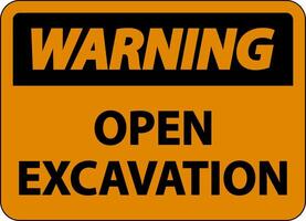 Warning Open Excavation Sign On White Background vector