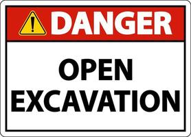 Danger Open Excavation Sign On White Background vector