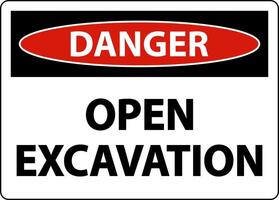 Danger Open Excavation Sign On White Background vector