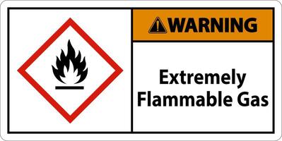 Warning Extremely Flammable Gas GHS Sign On White Background vector