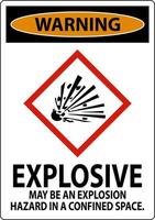 Warning Explosive GHS Sign On White Background vector