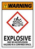 Warning Explosive GHS Sign On White Background vector