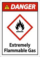 Danger Extremely Flammable Gas GHS Sign On White Background vector