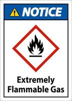 Notice Extremely Flammable Gas GHS Sign On White Background vector