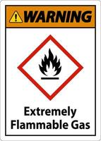 Warning Extremely Flammable Gas GHS Sign On White Background vector