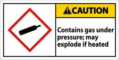 precaución contiene gas bajo presión signo ghs sobre fondo blanco vector